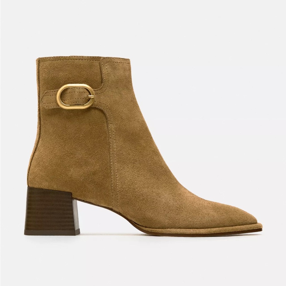 Zara Tan Suede Ankle Boots